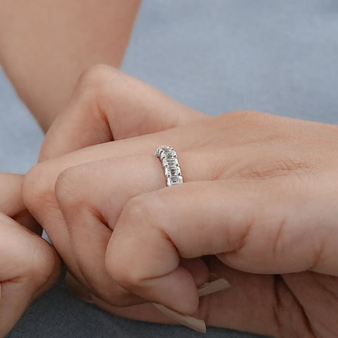 Emerald Cut Lab Diamond Full Eternity Wedding Band