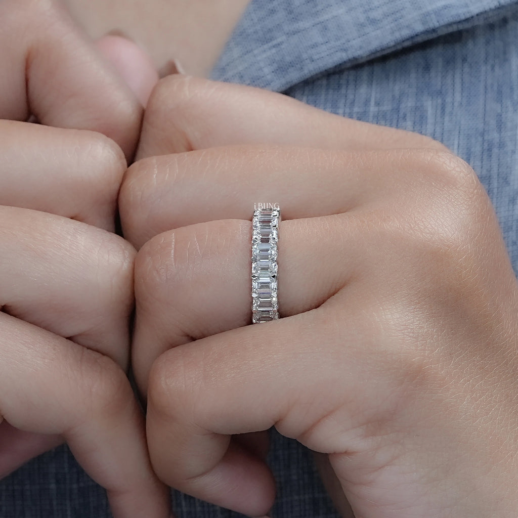 Emerald Cut Lab Diamond Full Eternity Band