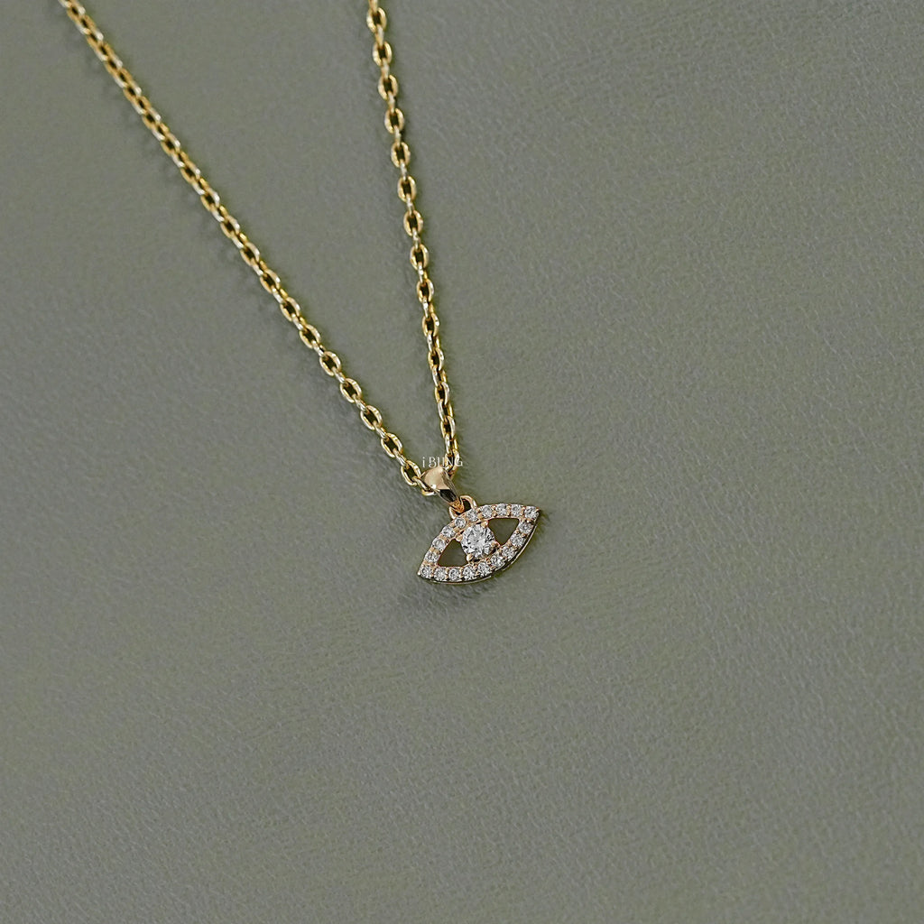 Round Cut Lab Diamond Evil Eye Pendant