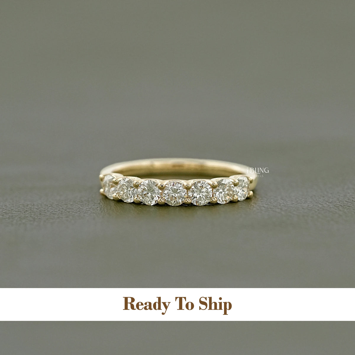 Round Cut Lab Grown Diamond Half Eternity Wedding Band