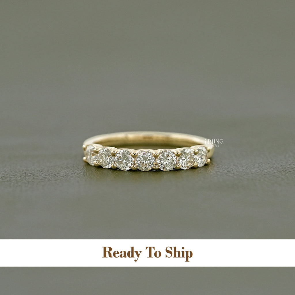 Round Cut Lab Grown Diamond Half Eternity Wedding Band