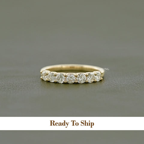 Round Cut Lab Grown Diamond Half Eternity Wedding Band