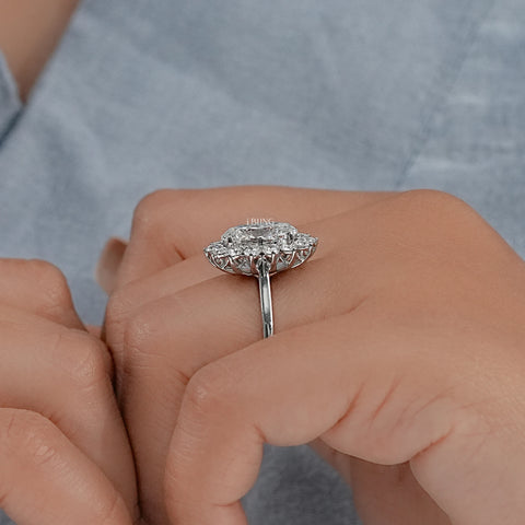 Oval Diamond Halo Solitaire Engagement Ring
