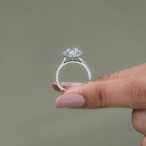 Oval Lab Diamond Halo Engagement Ring