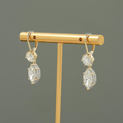 Round & Marquise Lab Diamond Dangle Drop Earrings