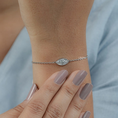 Marquise Cut Diamond Bezel Set Solitaire Bracelet
