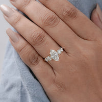 Marquise And Round Diamond Five Stone Engagement Ring