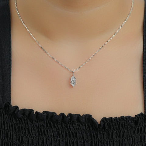 Marquise Cut Lab Diamond Solitaire Pendant Necklace