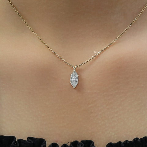 Marquise Cut Lab Diamond Solitaire Pendant Necklace