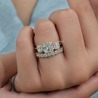 Old Mine Cushion Lab Made Diamond Bridal Ring Set