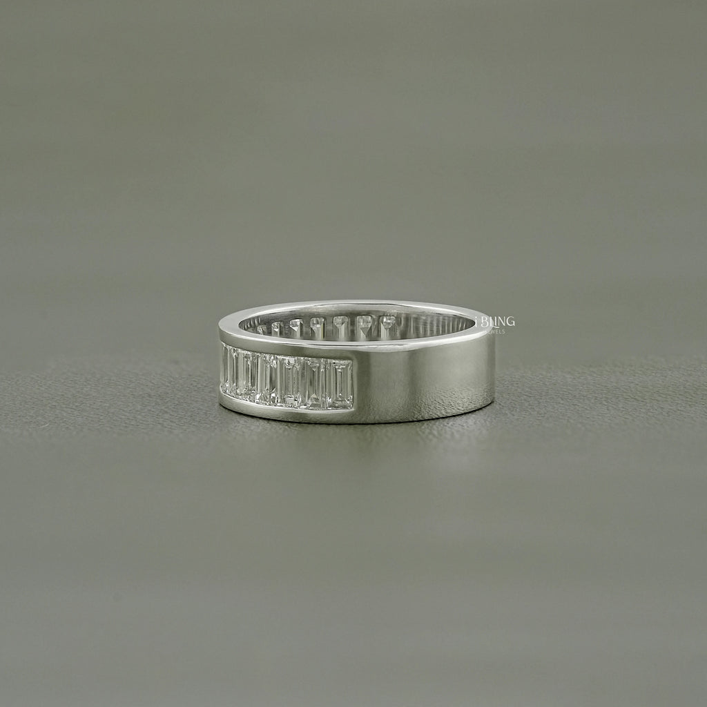 Baguette Cut Lab Diamond Men's Wedding Band