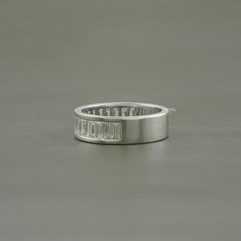 Baguette Cut Lab Diamond Men's Wedding Band