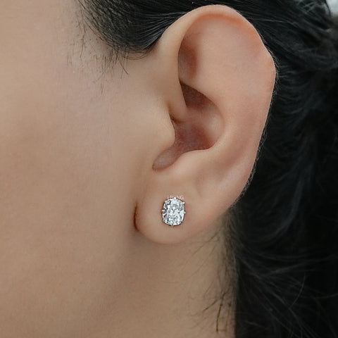 Old Mine Cushion Lab Diamond Stud Earrings