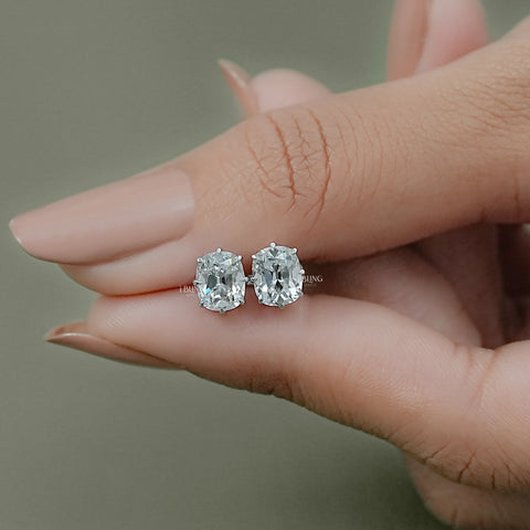 Old Mine Cushion Lab Diamond Stud Earrings