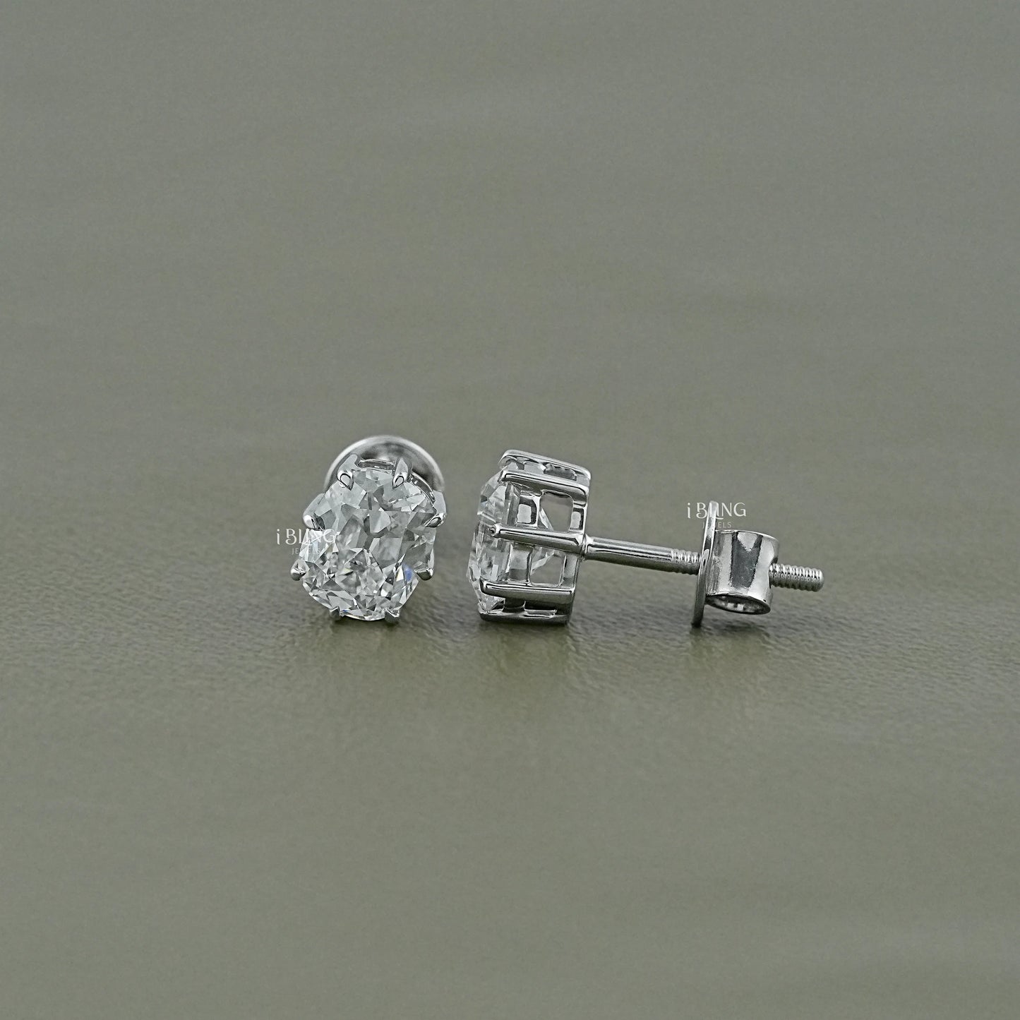 Old Mine Cushion Lab Diamond Stud Earrings Stud