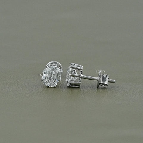 Old Mine Cushion Lab Diamond Stud Earrings