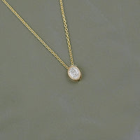 Bezel Set Oval Lab Diamond Solitaire Necklace