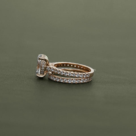 Oval Cut Lab Diamond Bridal Set Ring