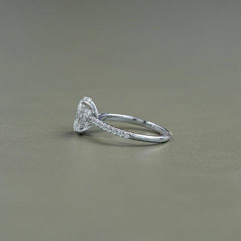 Oval Cut Lab Diamond Hidden Halo Accent Ring