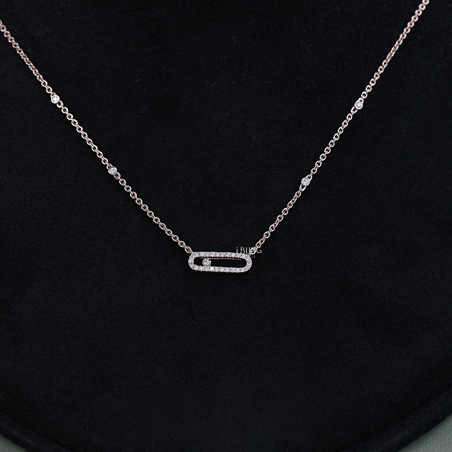 iBling Jewels diamond paper clip necklace crafted with lab grown diamond details