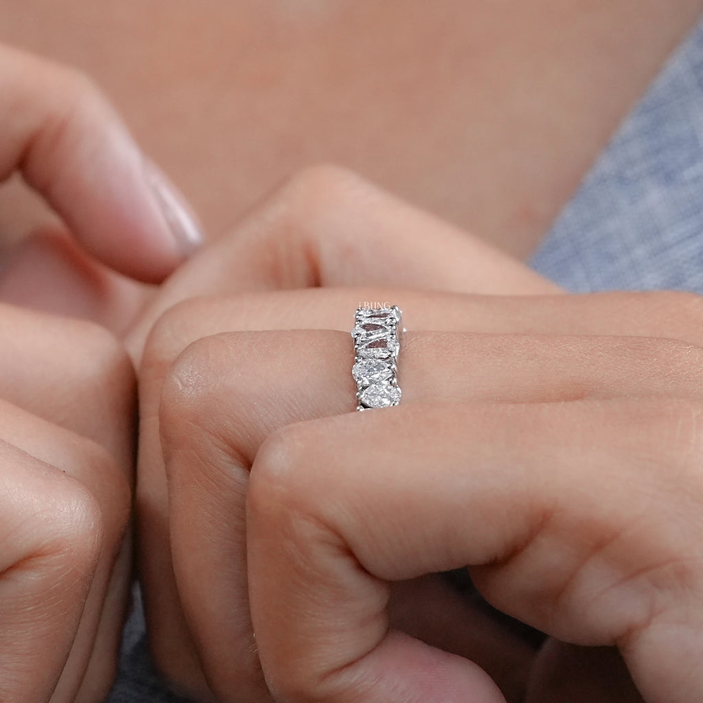 Pear Cut Diamond Up Side Down Half Eternity Band
