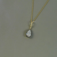 Pear Cut Lab Diamond Solitaire Button Back Pendant