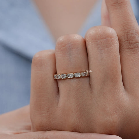 Radiant Cut Lab Grown Diamond Full Eternity Wedding Band