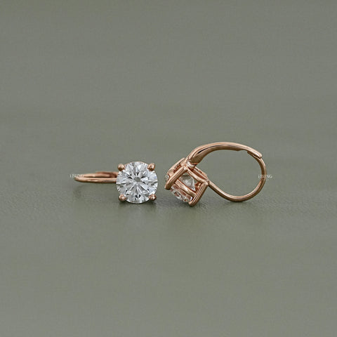 Solitaire Round Diamond Drop Earrings