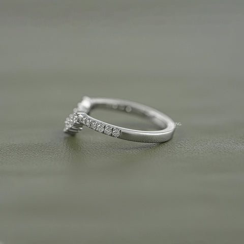 Round Cut Lab Grown Diamond Curved Wedding Band