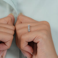 Round Lab Diamond Half Eternity Wedding Band