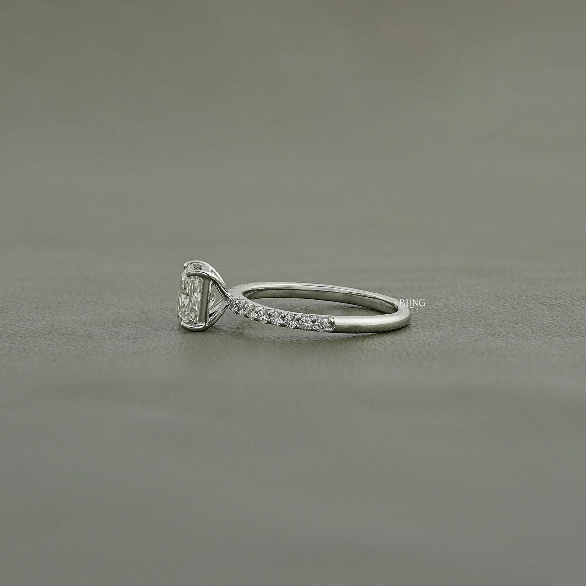 Square Radiant Lab Diamond Engagement Ring Solitaire Accent Ring