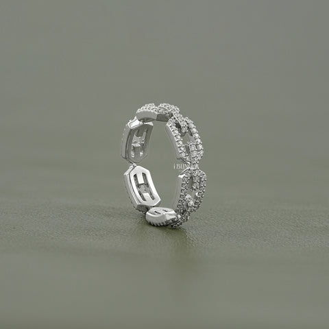 Round Cut Lab Diamond Chain Link Ring
