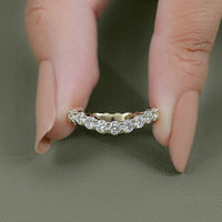 Round Lab Grown Diamond Curved Wedding Band