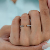Round Cut Diamond Open Cuff Wedding Band