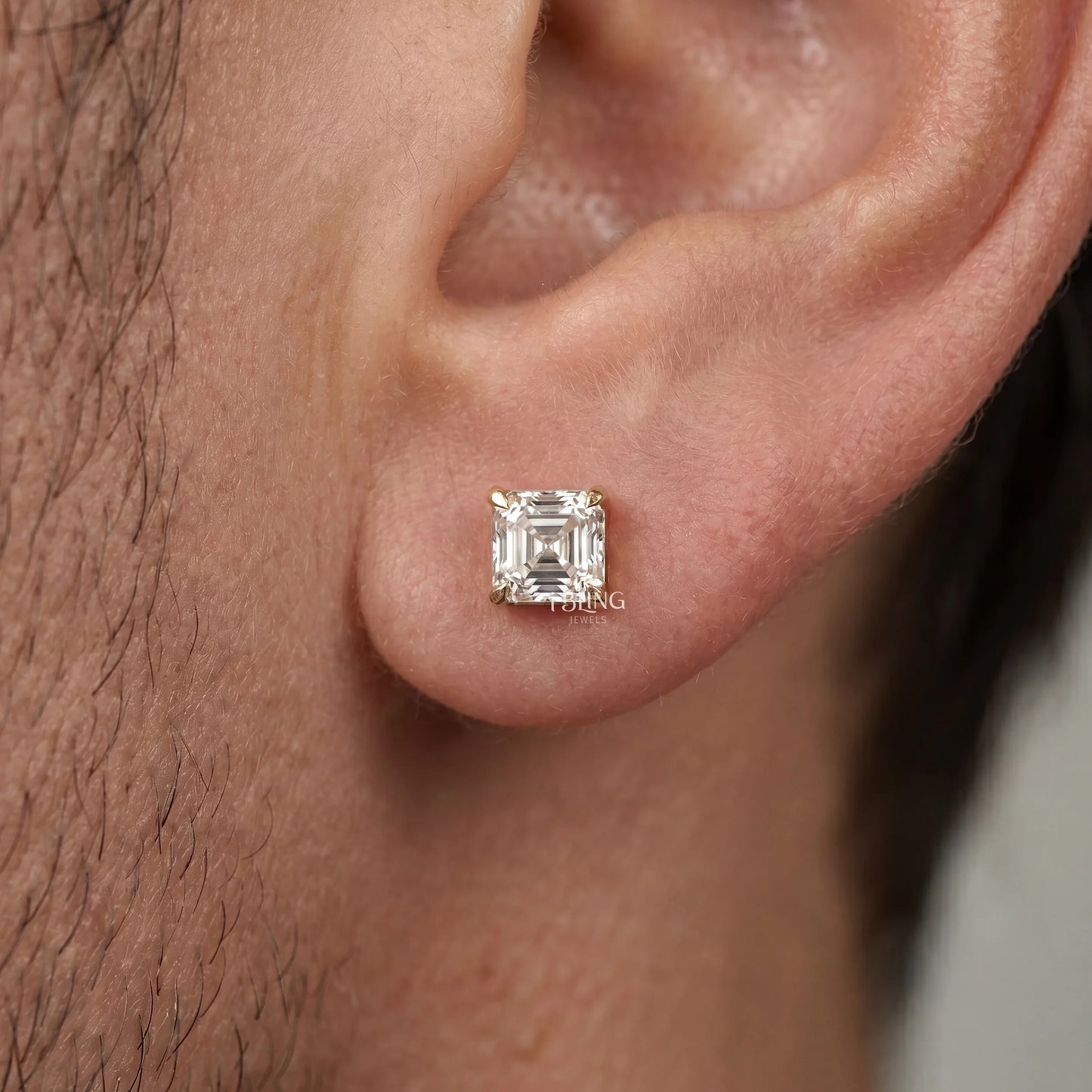 Asscher Cut Lab Grown Diamond Stud Earrings