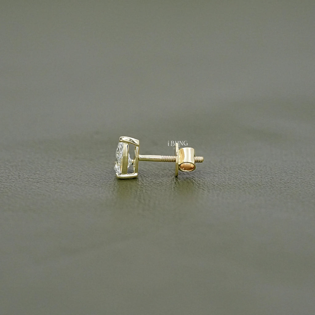 Pear Cut Lab Diamond Single Stud