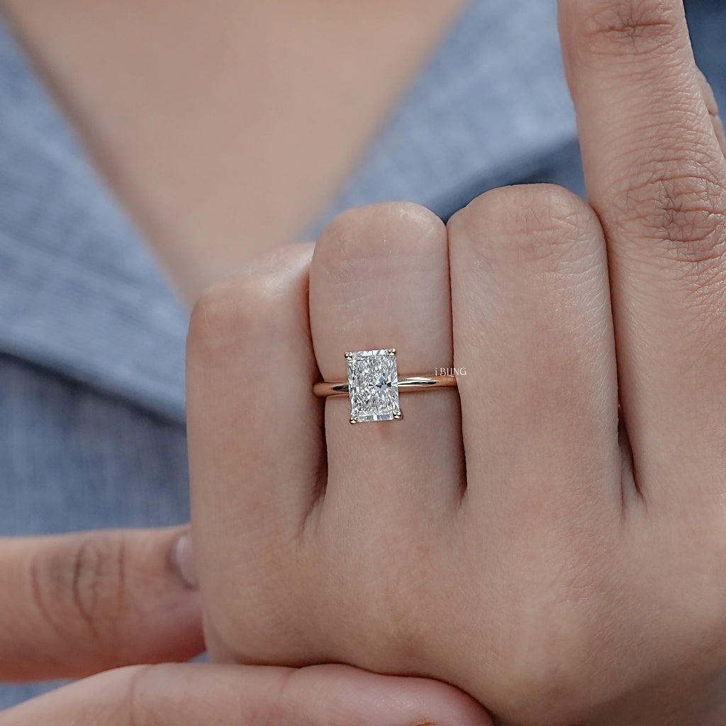 Radiant Cut Lab Diamond Solitaire Engagement Ring