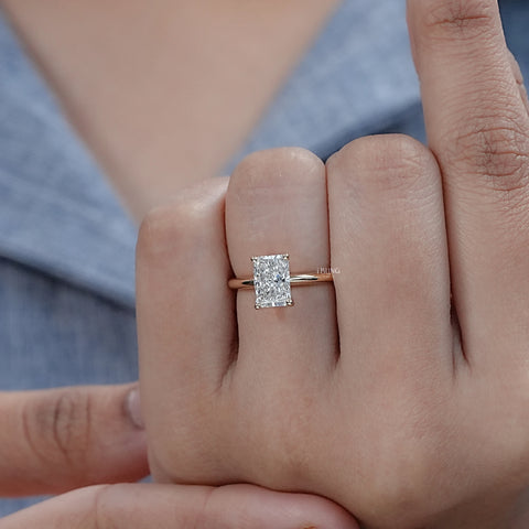 Radiant Cut Lab Diamond Solitaire Engagement Ring