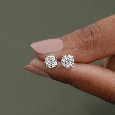 Round Cut Lab Grown Diamond Solitaire Stud Earrings