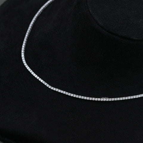 Round Lab Grown Diamond Tennis Necklace