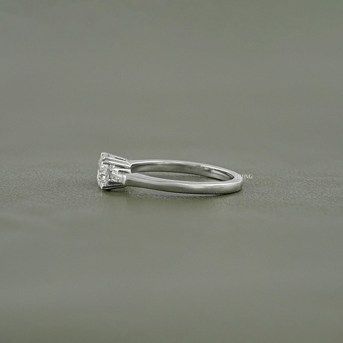 Round Cut Lab Diamond Three Stone Engagement Ring Ring
