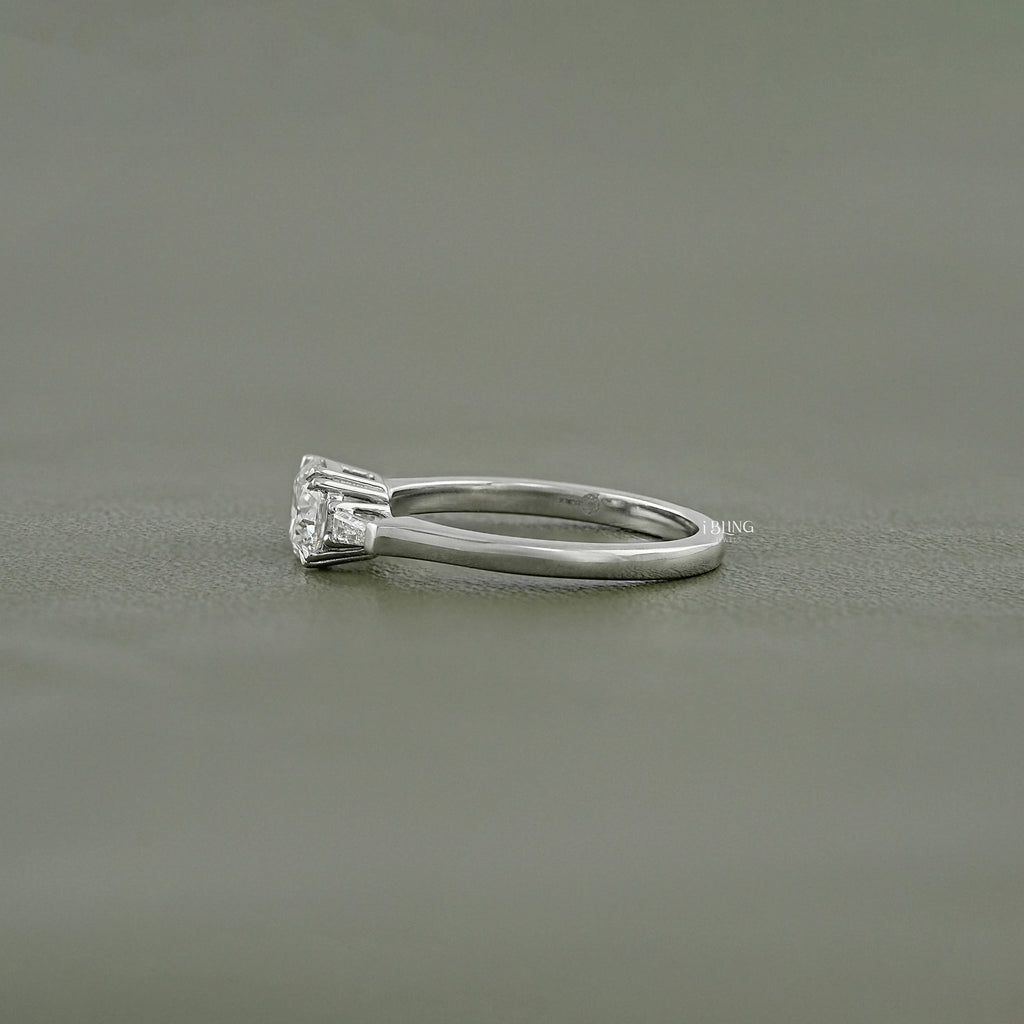 Round Cut Lab Diamond Three Stone Engagement Ring