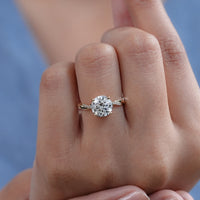 Round Lab Diamond Twist Band Engagement Ring