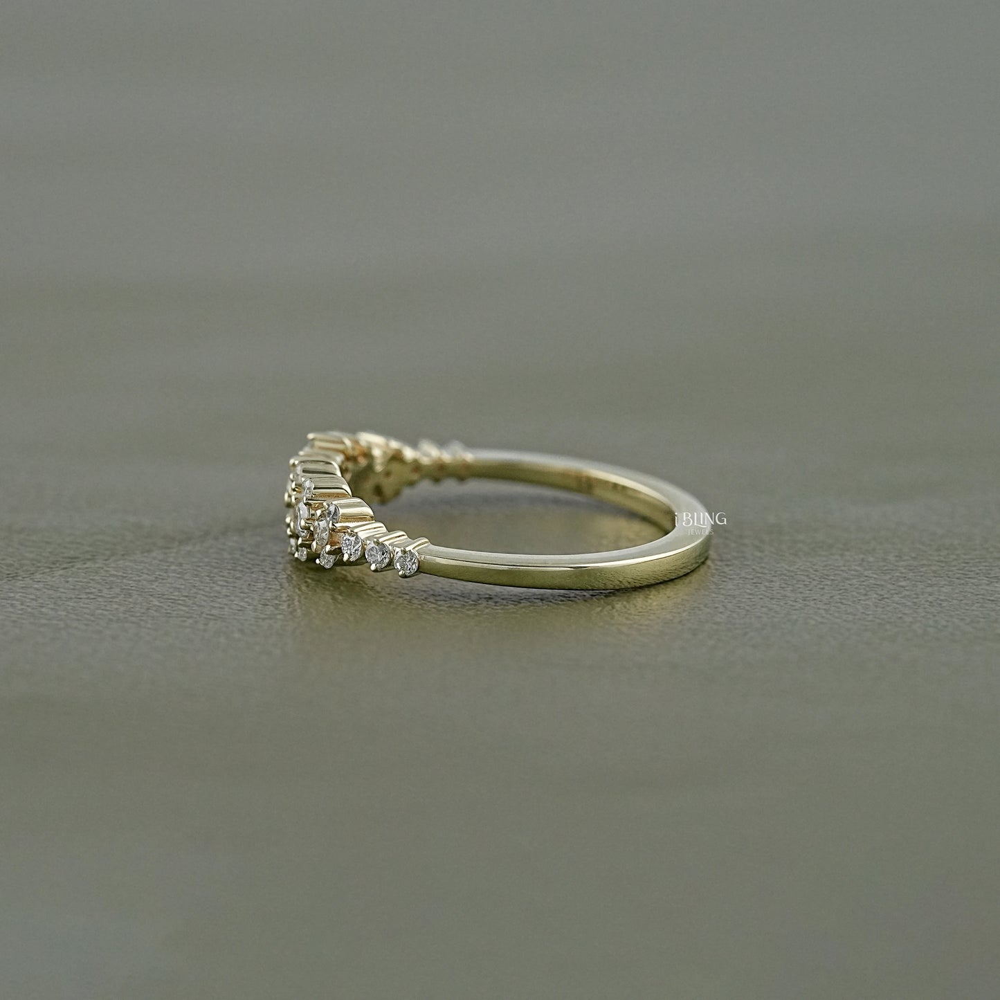 Round Lab Diamond Cluster Wedding Band