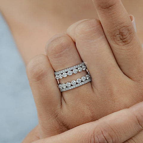 Round Diamond Guard Wrap Wedding Band