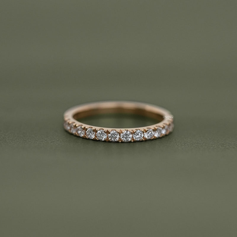 Round Diamond Half Eternity Wedding Band