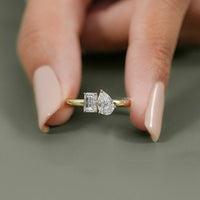 Pear And Emerald Diamond Toi Et Moi Wedding Ring