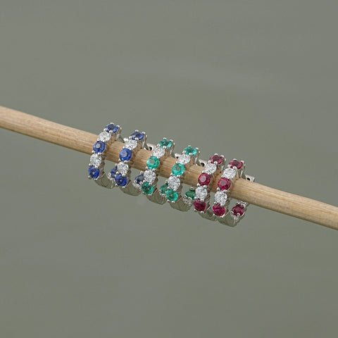 Lab Diamond And Gemstone In-Out Hoop Earrings