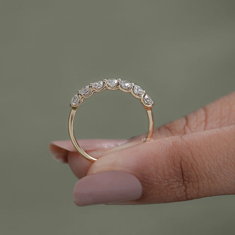 Round Cut Lab Diamond Half Eternity Wedding Band