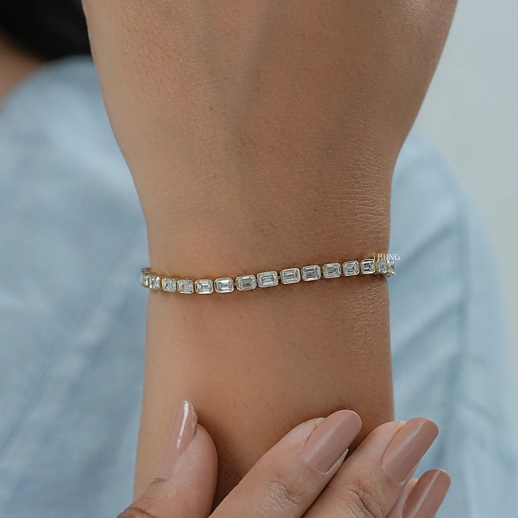 Emerald Cut Lab Grown Diamond Tennis Bracelet